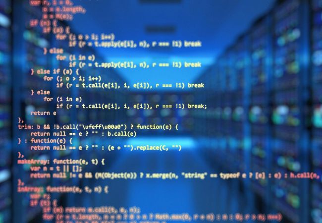 Code with data centre behind