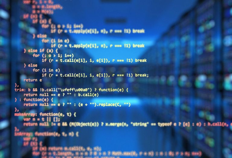 Code with data centre behind