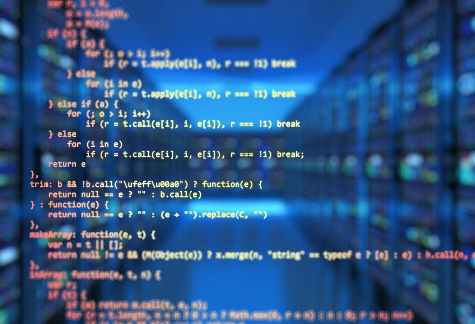 Code with data centre behind