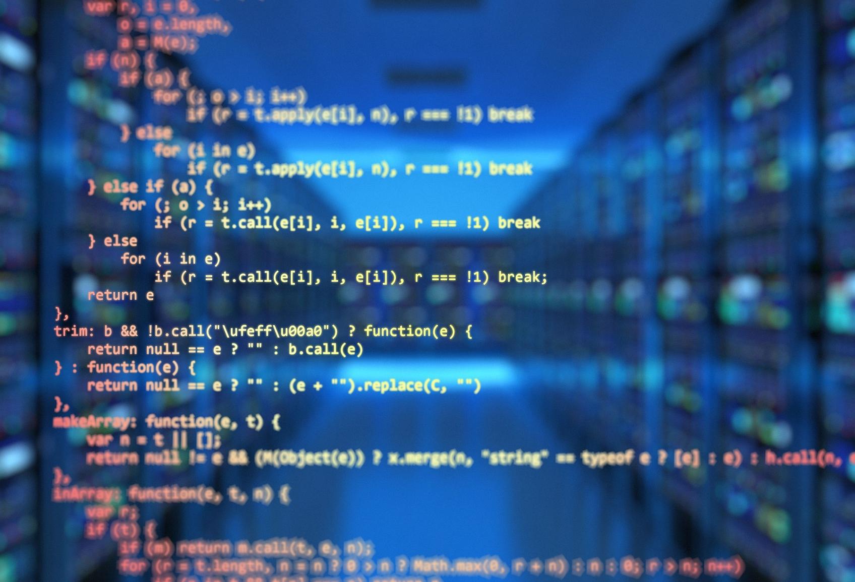 Code with data centre behind
