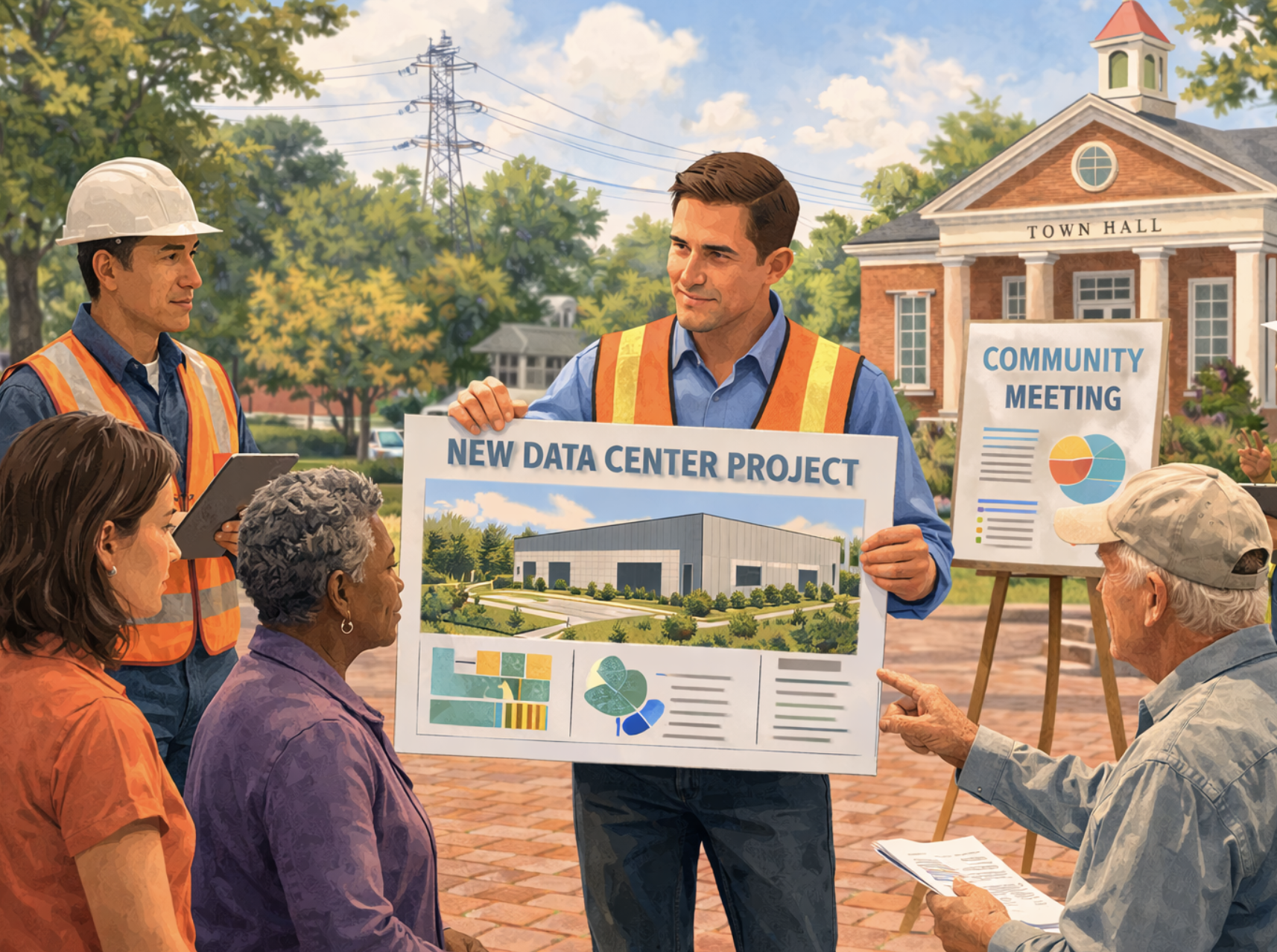 A man explaining his plans to the community