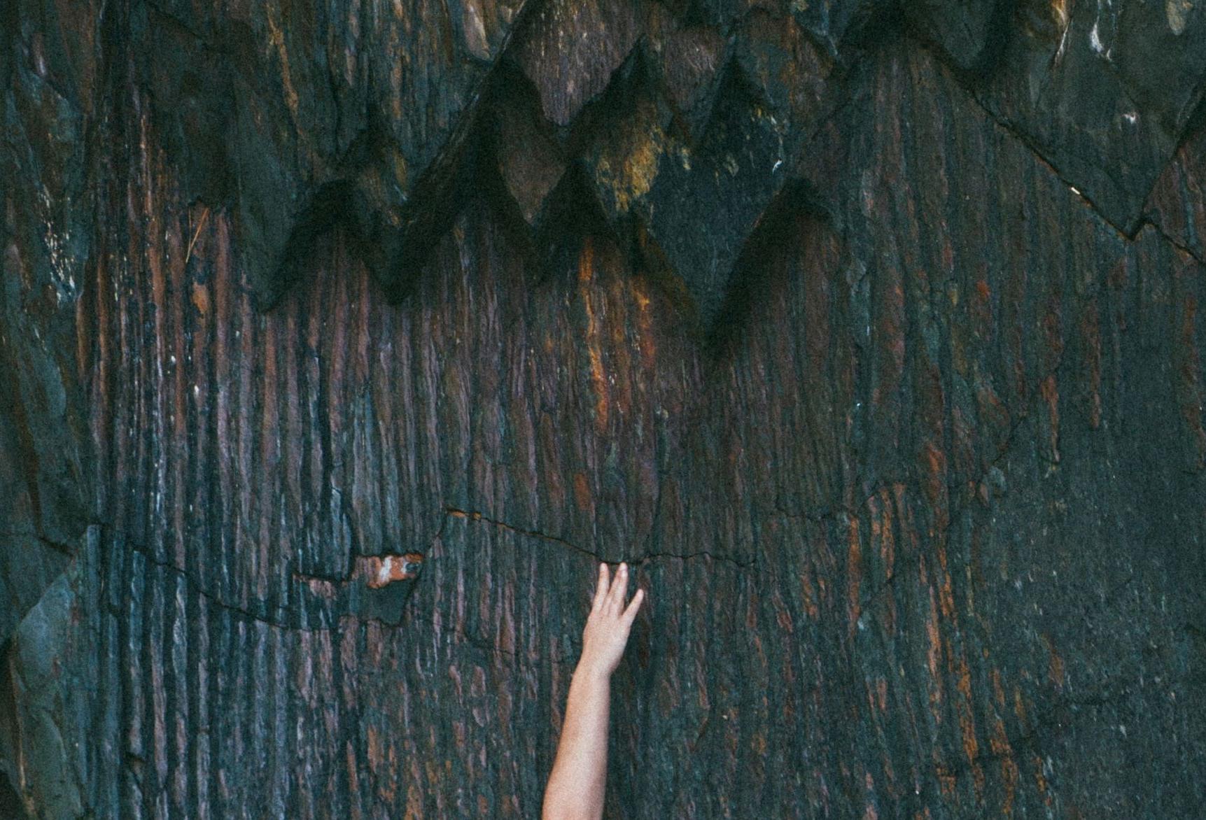 hanging from a cliff 
