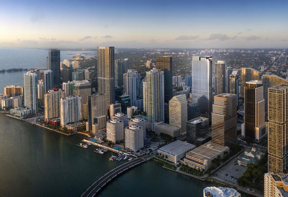 Rendering of Miami's skyline with 830 Brickell at the center.
