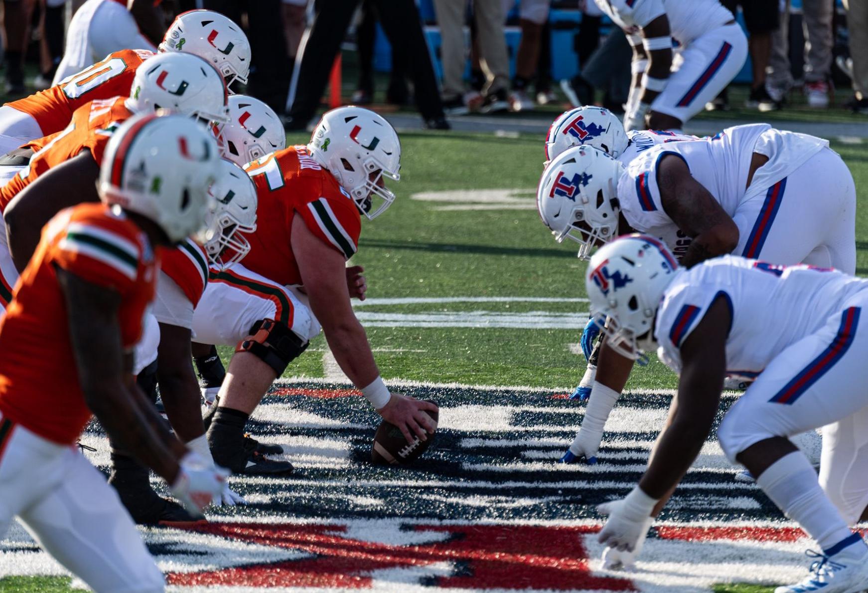 University of Miami football team playing a game in 2019.