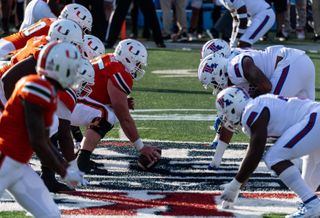 University of Miami football team playing a game in 2019.