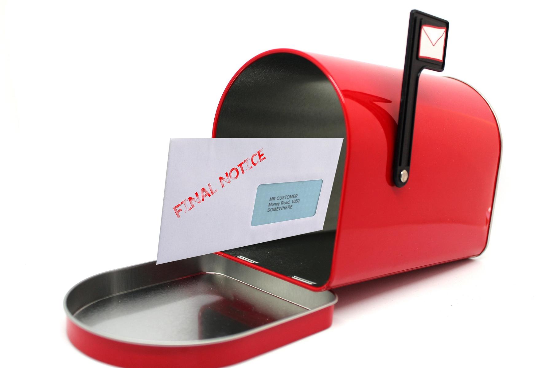 past due rent debt final notice stock photo