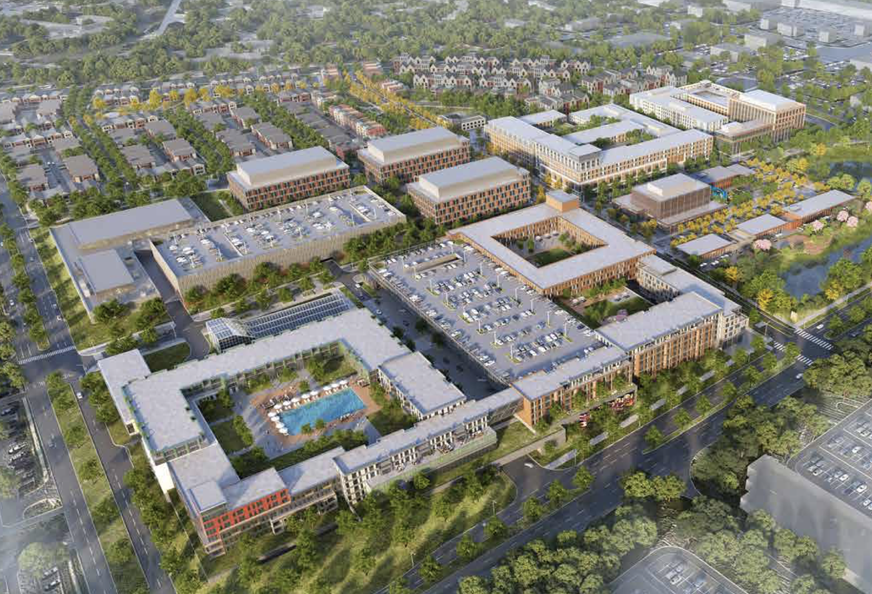 A conceptual rendering of the Lakeforest Mall redevelopment form 2024 filings with the city.