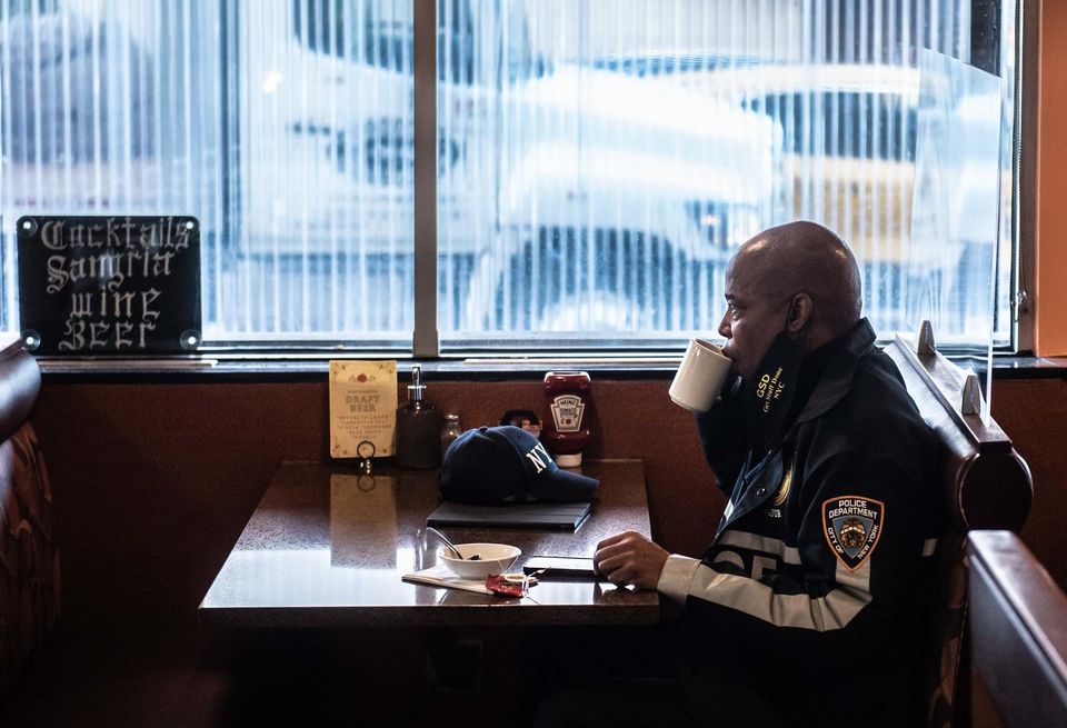 New York City Mayor Eric Adams drinking tea
