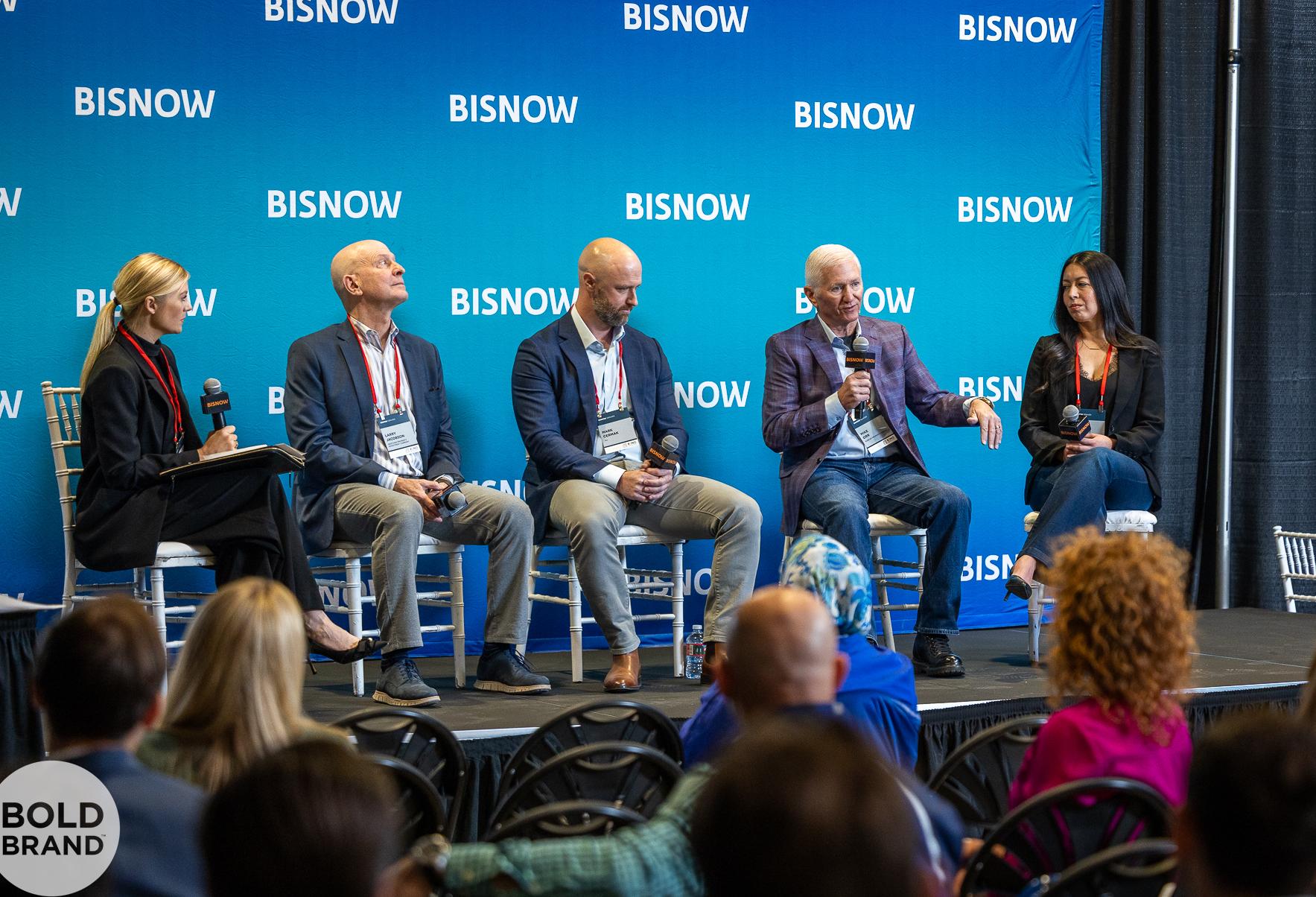 A high-resolution shot of the panelists at Bisnow's Denver Construction and Development event in Broomfield.