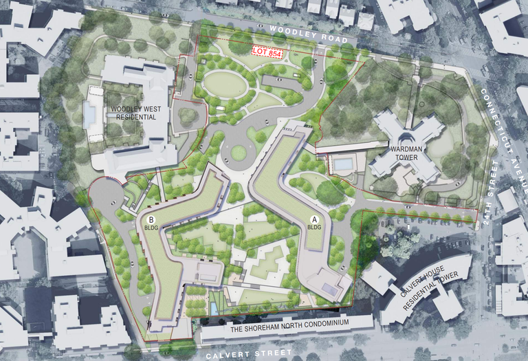 A site plan for the proposed Wardman Park redevelopment.