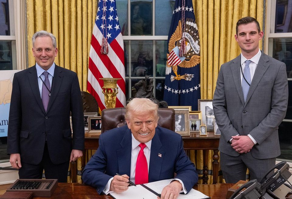 Donald Trump with David Sacks and Bo Hines