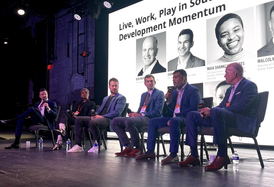 Bisnow's Mike Ponticelli, Preservation of Affordable Housing's Maia Shanklin Roberts, ZGF's Brian Earle, Redbrick LMD's John Kilborne, Jair Lynch Real Estate Partners' Malcolm Haith and MRP Realty's Bob Murphy.