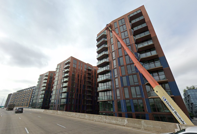Construction on Greystar's 756-unit Illume project in Navy Yard, as seen in May 2022.