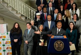 New York City Mayor Eric Adams introduces his sweeping housing production reform at City Hall on Thursday, December 8, 2022.