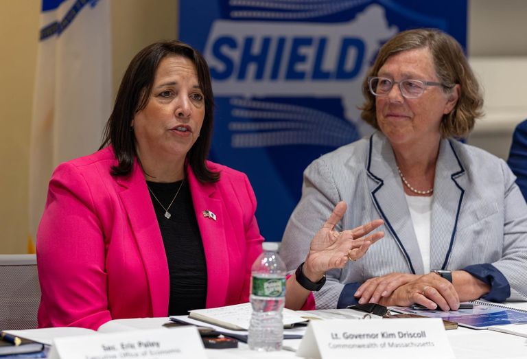 Lt. Gov. Kim Driscoll discussing the 2026 SHIELD report with the Massachusetts Technology Collaborative on July 2.