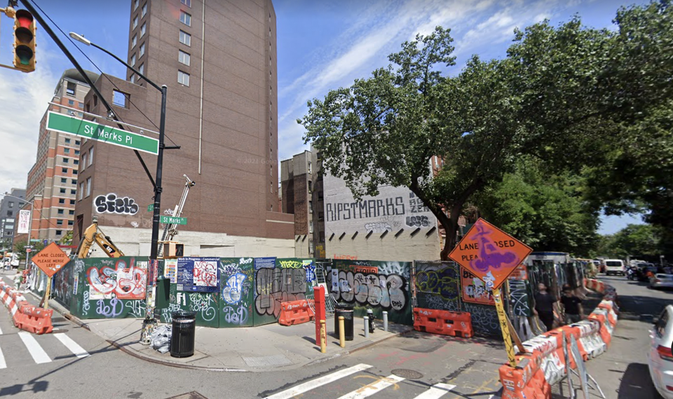 The 1 & 3 St Marks Place site in July 2021.