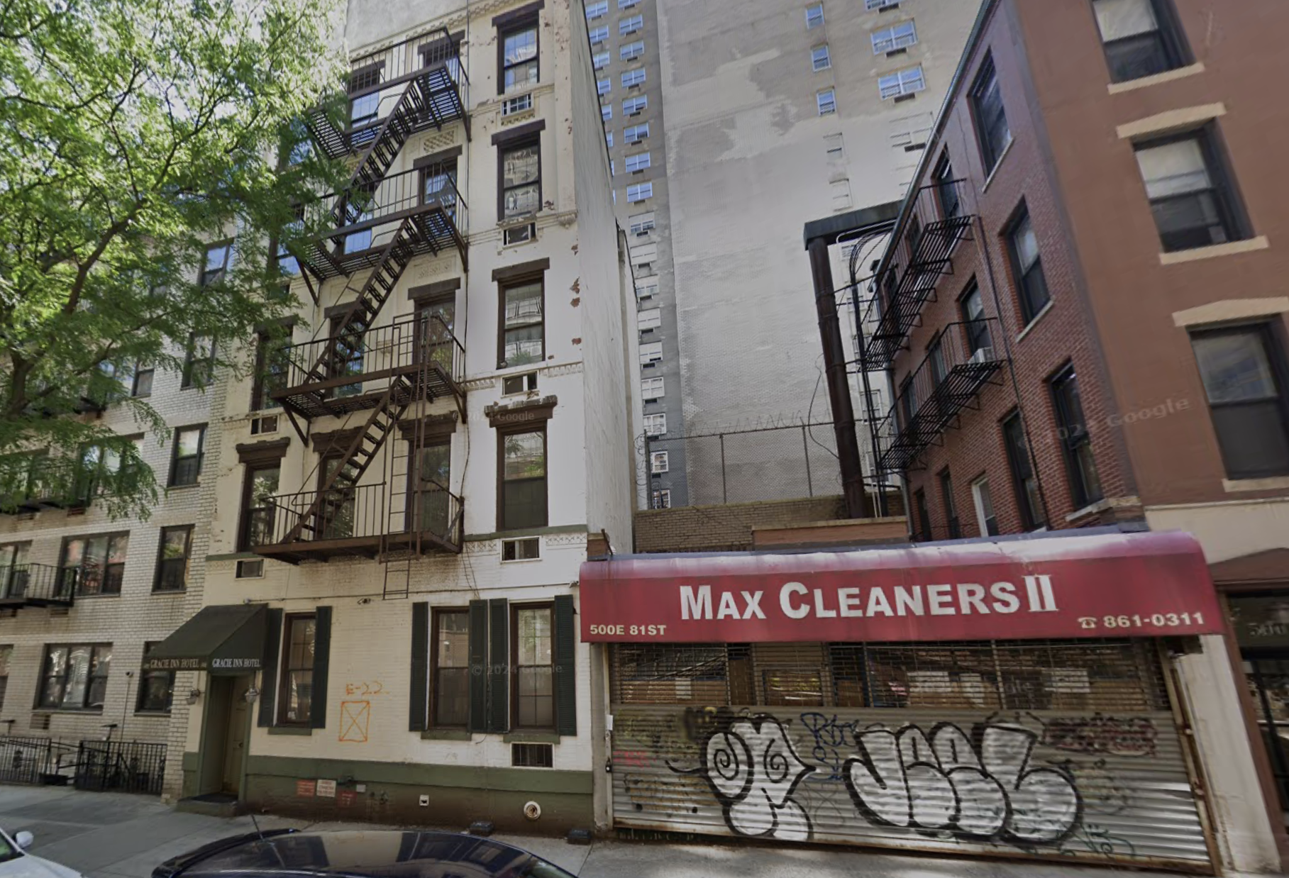 500-502 E. 81st St. in 2022, when it was still home to a laundromat and a hotel.