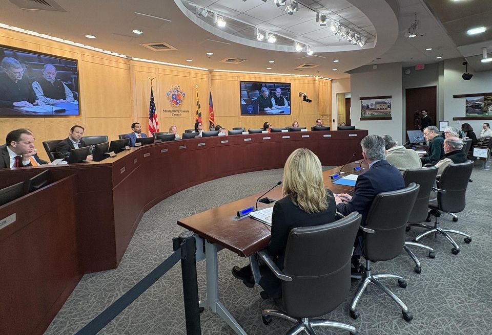 Community members testify on two pieces of data center legislation before the Montgomery County Council on Feb. 24 2026.