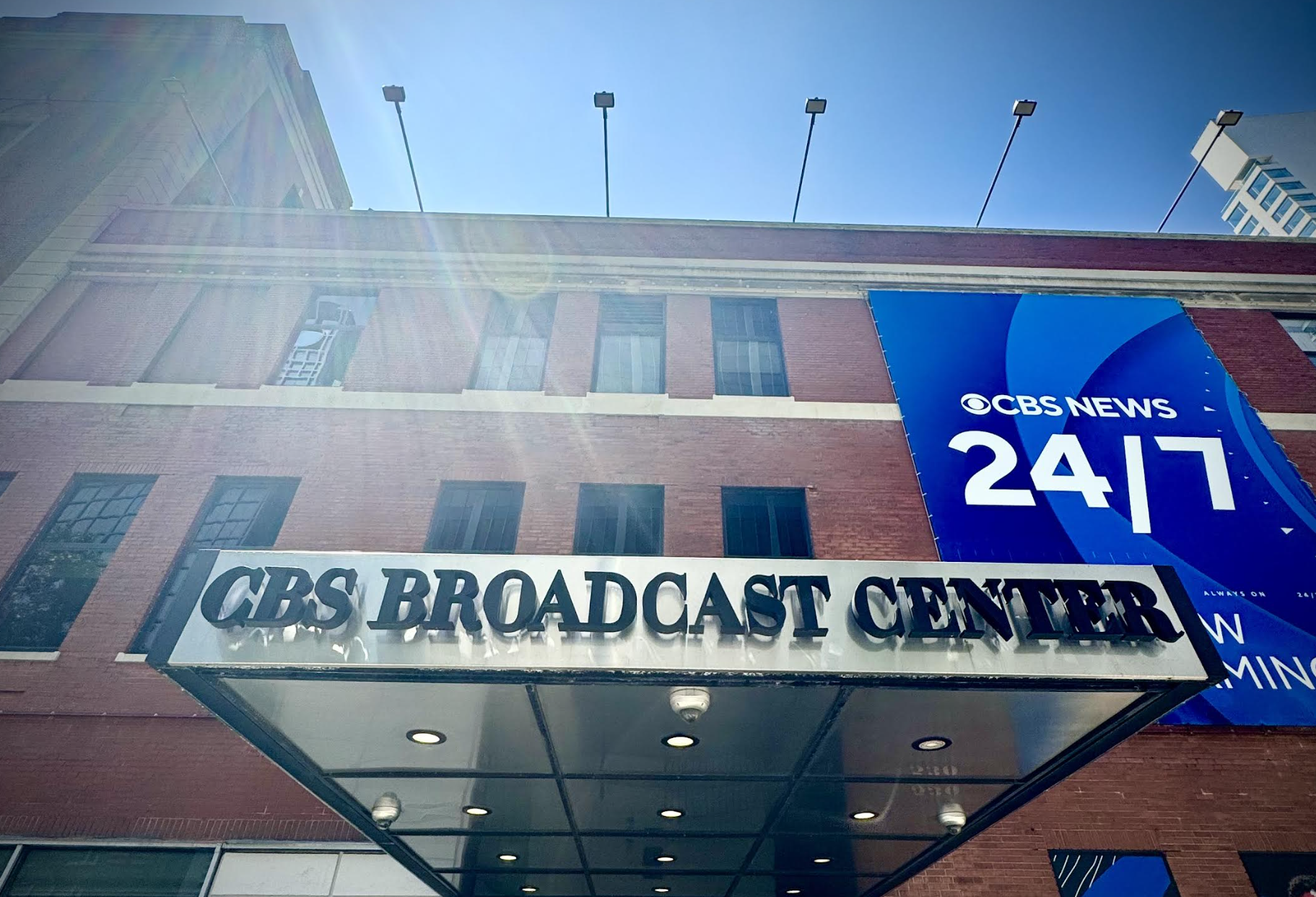 The CBS Broadcast Center occupies a full block on the West Side of Manhattan, between 10th and 11th avenues and 57th and 58th streets.