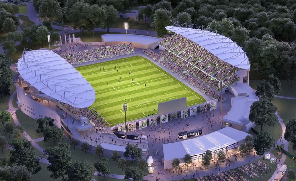 A rendering of the new White Stadium for a National Women's Soccer League team in Franklin Park