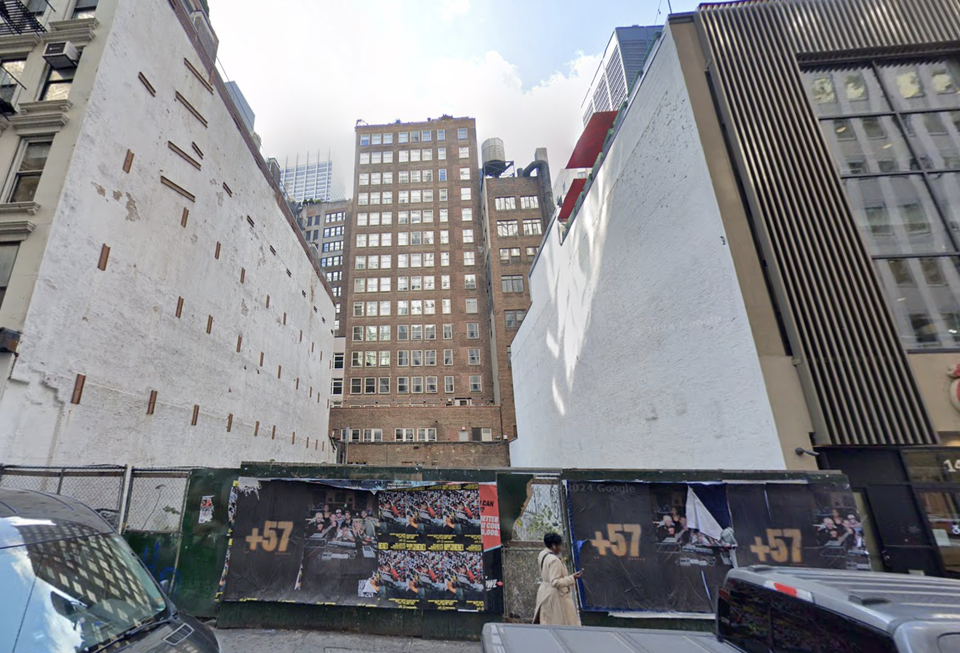 The empty lot at 140 Fulton St. in the Financial District.