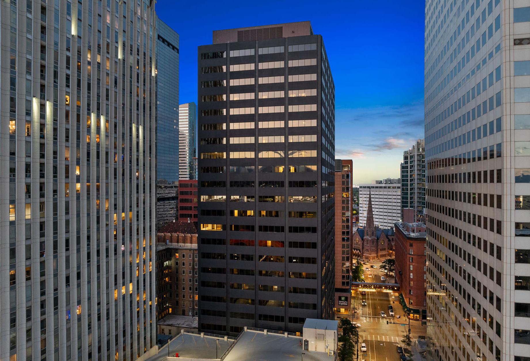 A high-resolution drone shot of 410 17th St.