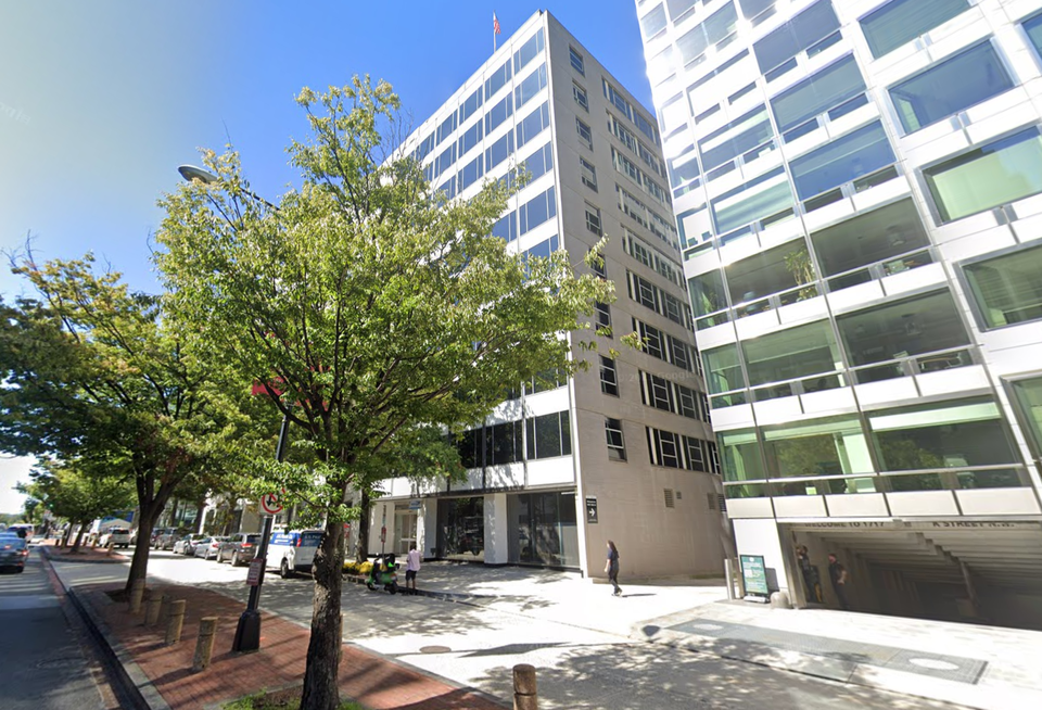 The midblock office building at 1735 K St. NW which changed hands twice in one year