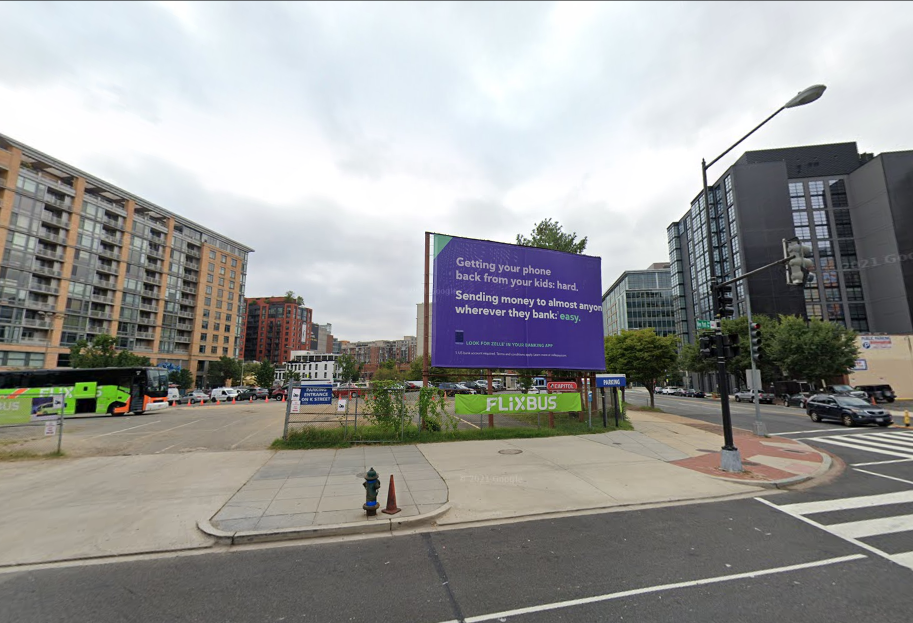 The parking lot at 1001 6th St. NW, where Steuart Investment Company and BXP are proposing a development with residential.
