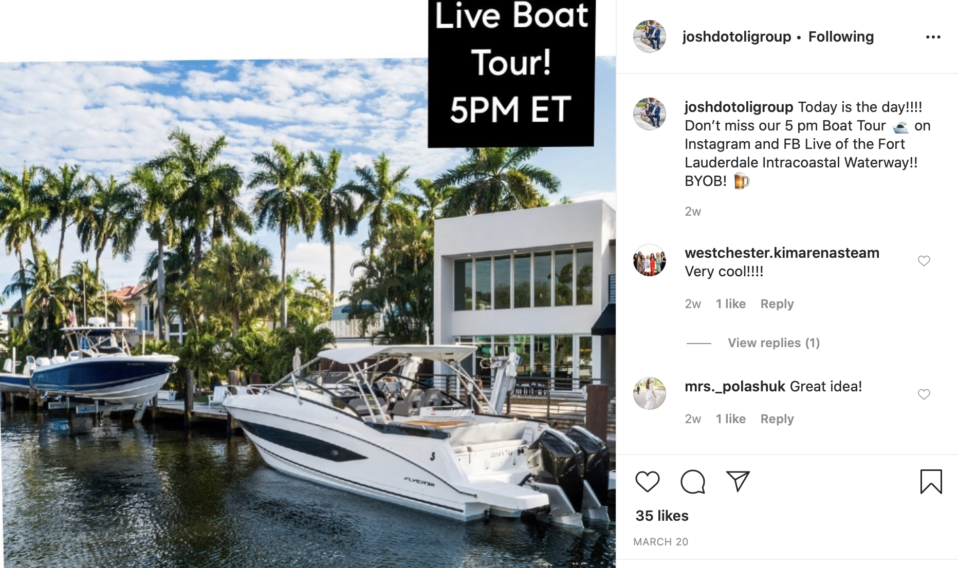 Floridians are doing virtual property tours via boat during the coronavirus pandemic.