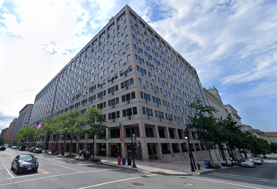 The Columbia Square office building, located at 555 13th Street NW