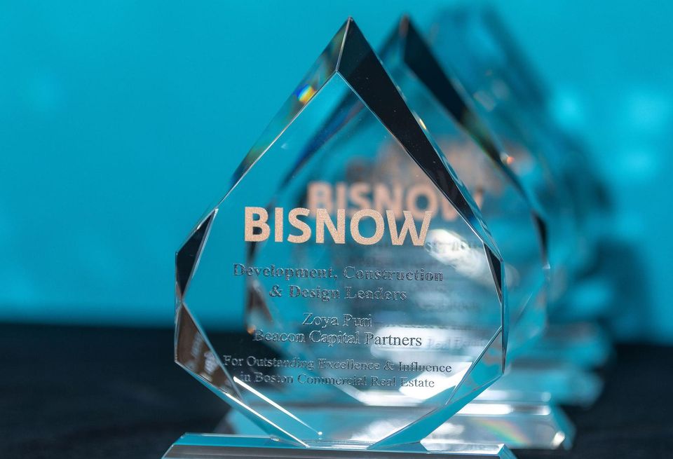 A glass award that looks like ice