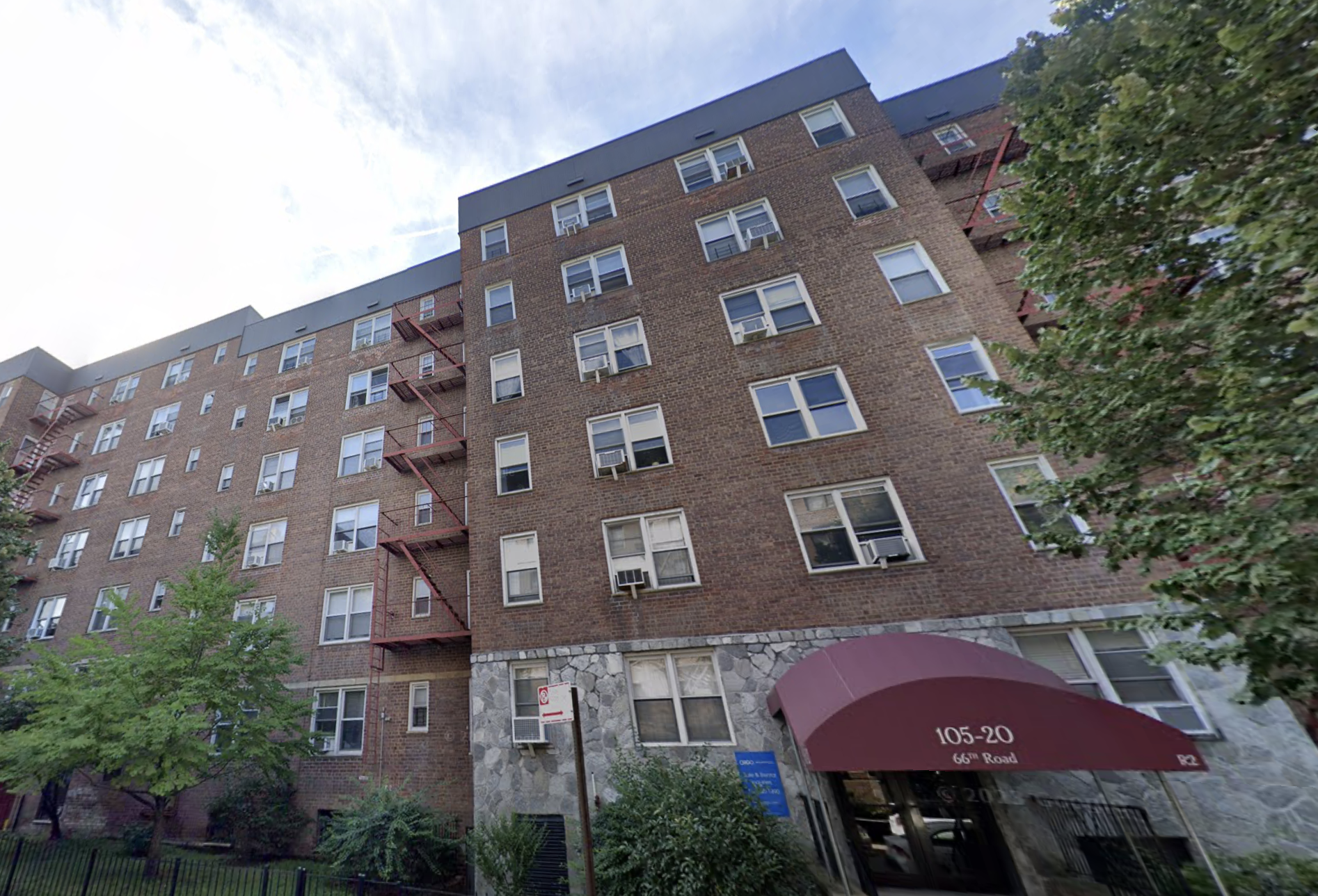 105-20 66th Road, part of the 12-building Forest Hills co-op whose board is struggling with mounting costs, including Local Law 97 fines.
