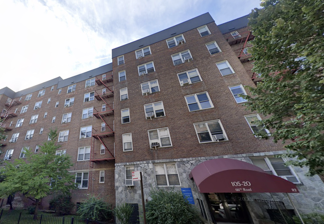 105-20 66th Road, part of the 12-building Forest Hills co-op whose board is struggling with mounting costs, including Local Law 97 fines.