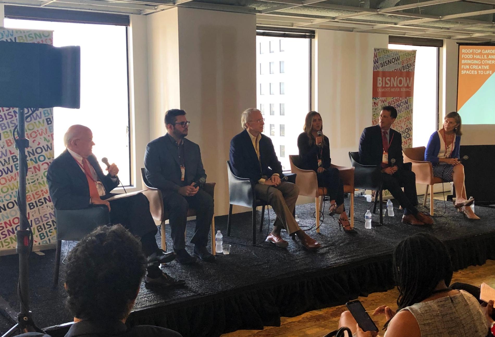 Central Houston President Bob Eury, Lovett Commercial Development Team Adam Williams, Woodbranch Management President Philip Schneidau, Transwestern Senior Vice President Crystal Allen, Discovery Green President & Park Director Barry Mandel, Houston First Senior Vice President Roksan Okan-Vick 