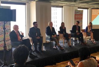 Central Houston President Bob Eury, Lovett Commercial Development Team Adam Williams, Woodbranch Management President Philip Schneidau, Transwestern Senior Vice President Crystal Allen, Discovery Green President & Park Director Barry Mandel, Houston First Senior Vice President Roksan Okan-Vick 
