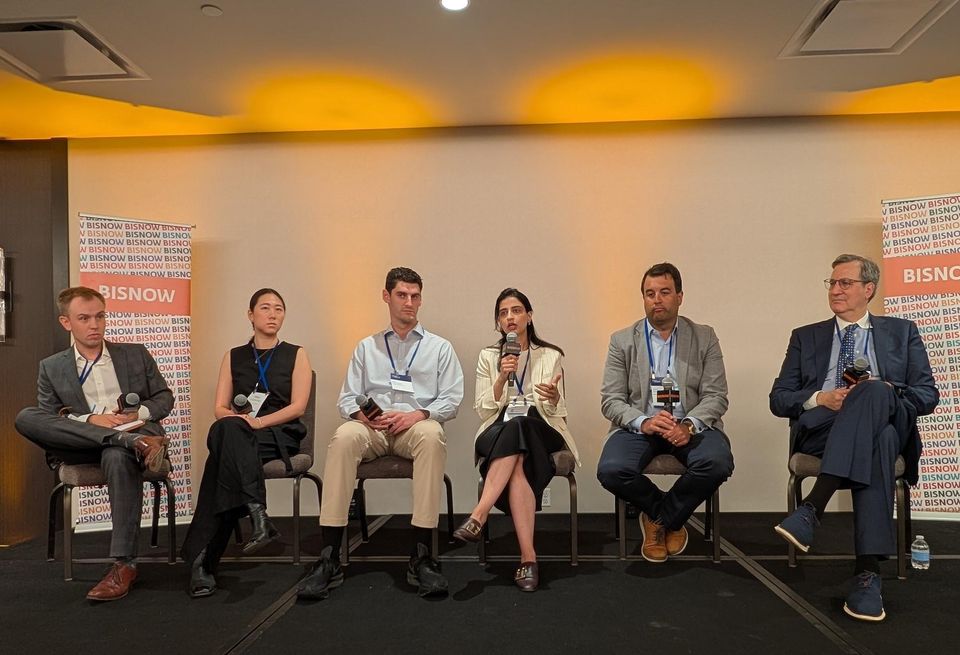 Enverus Intelligence Research’s Carson Kearl, Blue Owl Capital’s Diana Liu, Hydra Financial’s Kai Golden, Goldman Sachs’ Sapna Sirohi, Morgan Stanley’s John Ghirardelli and Mintz’s Jeffrey Moerdler at Bisnow’s DICE Capital Markets event, July 15 in New York.