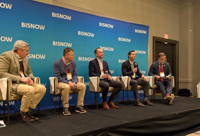 New Venture's Patrick Callahan, Cannon Design's Erik Terry, Wexford Science + Technology's Pete Cramer, Ensemble Real Estate Investments' Nelson Way and Delaware Prosperity Partnership's Noah Olson.