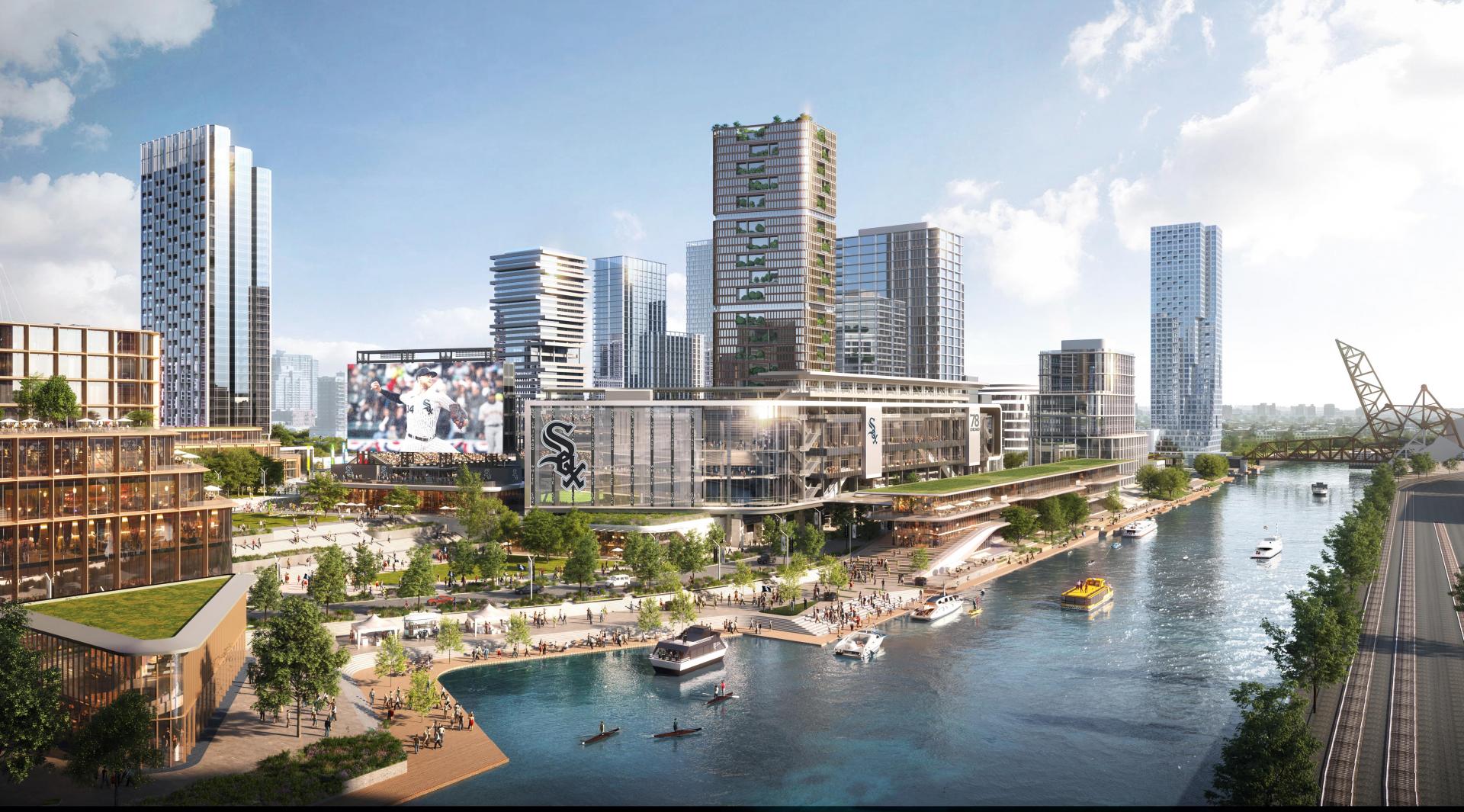 Rendering of The 78 featuring the White Sox ballpark