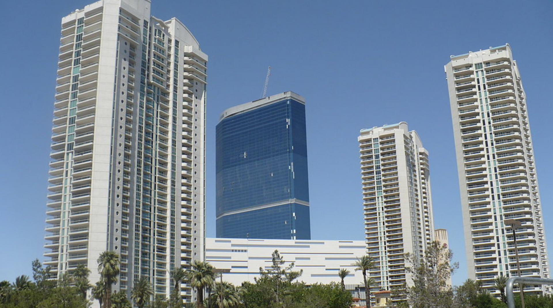 Three White Towers Comprise Turnberry Place, And The Long-Stalled Fontainebleau Las Vegas Rises Between Them In This 2010 Photo.