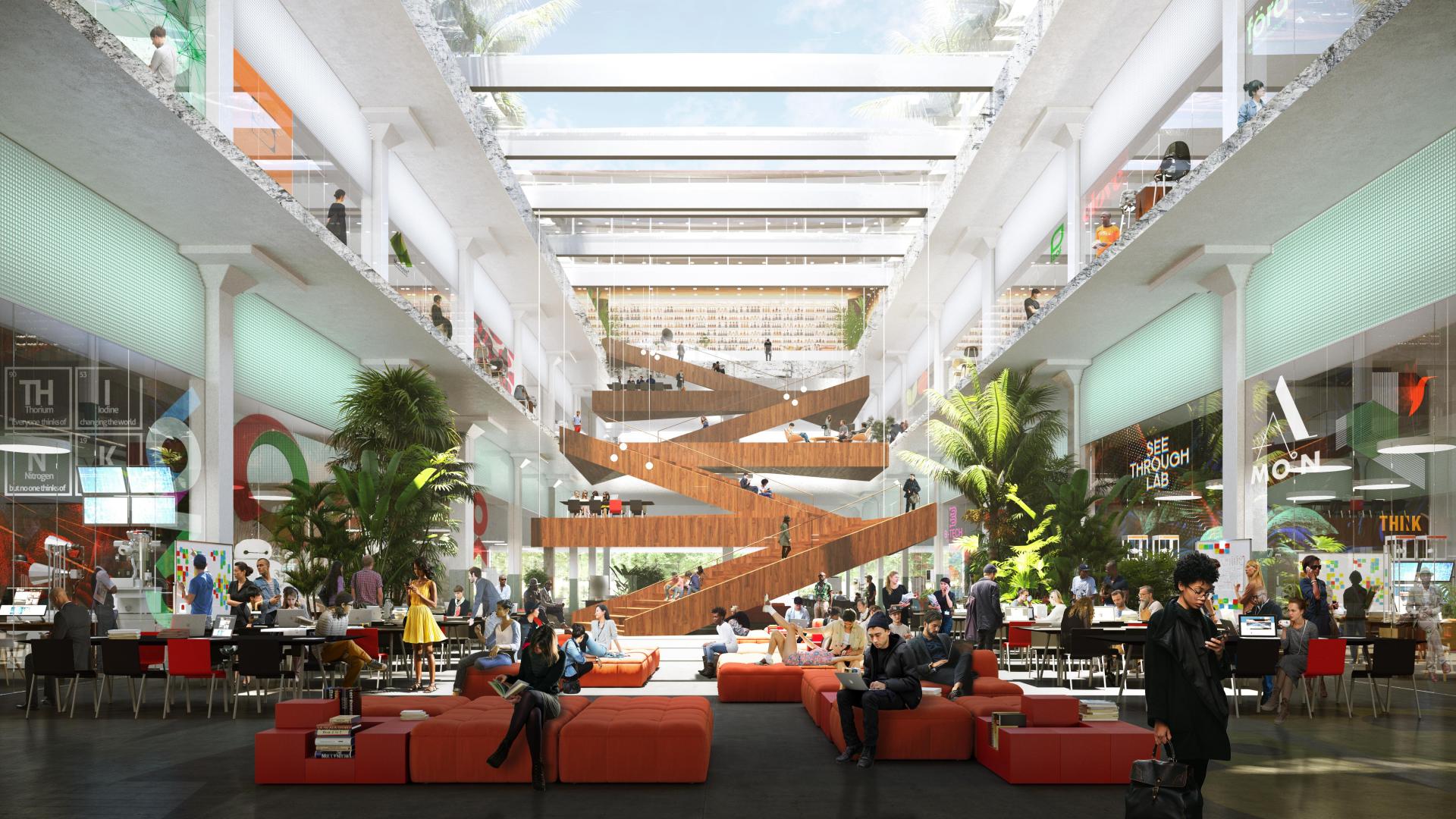 A rendering of the atrium at POST Houston.