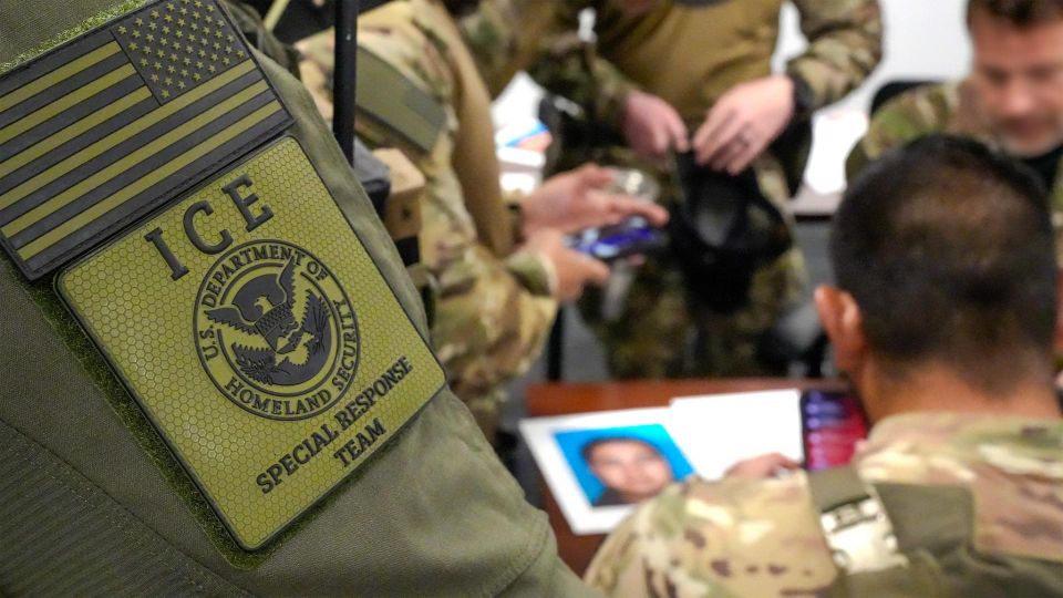 ICE officers in fatigues