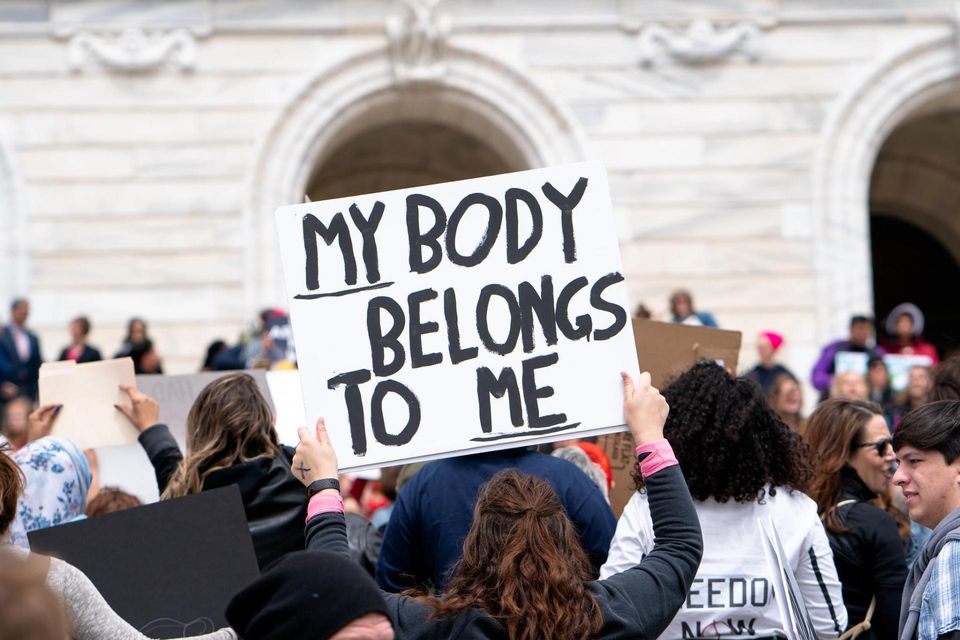 Protestors at a Stop Abortion Bans rally in St. Paul, Minnesota, in May 2019.