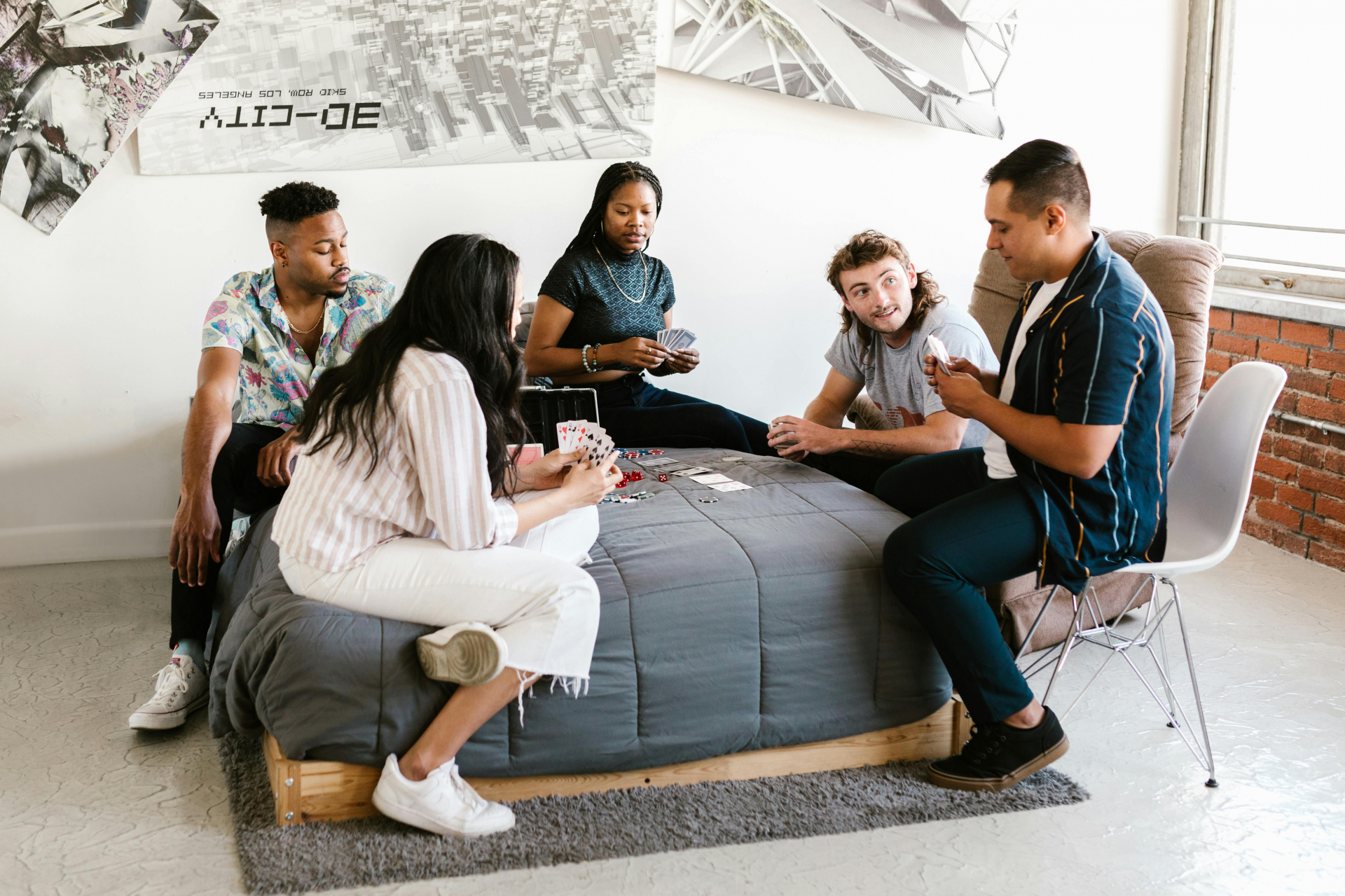 students playing in dormitory