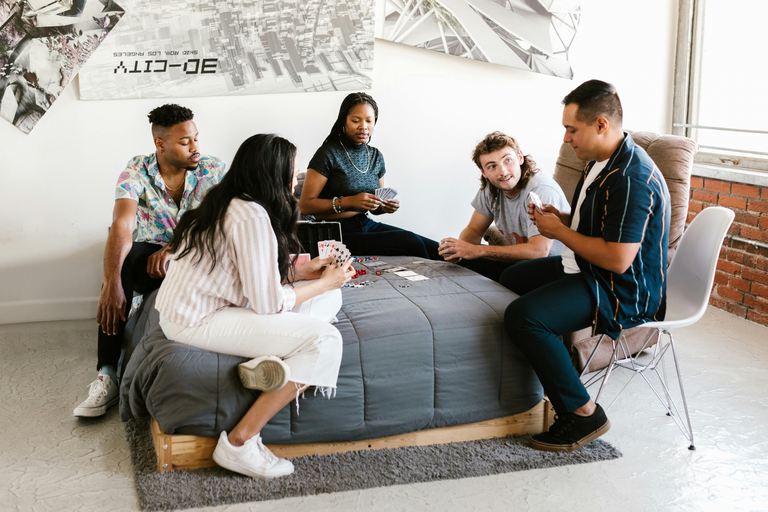 students playing in dormitory