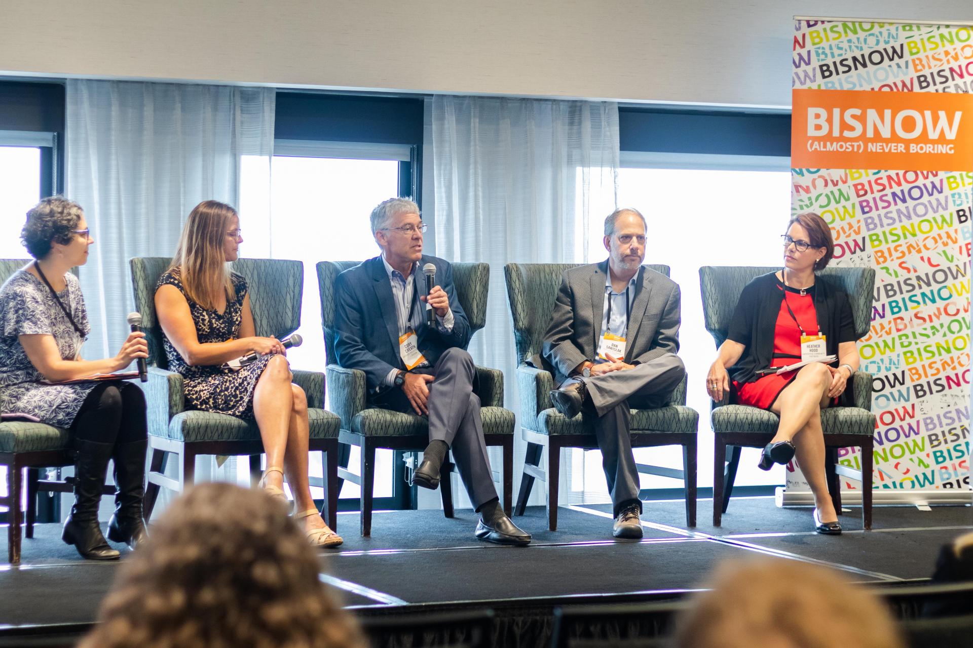 SPUR's Sarah Karlinsky, SAHA CEO Susan Friedland, AXIS/GFA Architecture + Design founding principal architect Cory Creath, Resources For Community Development Executive Director Dan Sawislak and Enterprise Community Partners' Heather Hood