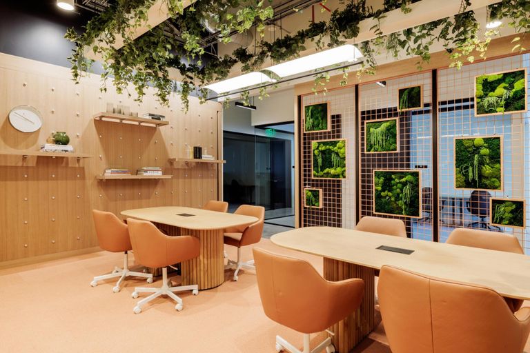 An interior photo of the coworking space on the top floor of the 945 Market Street space.