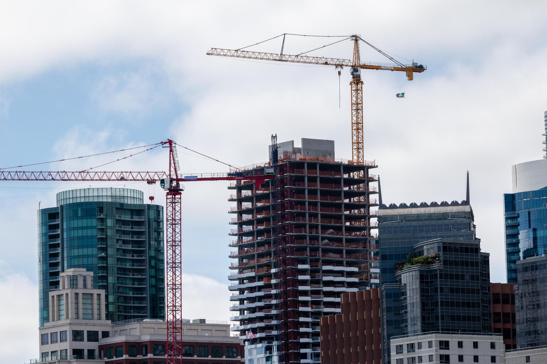 tower, cranes, skyline