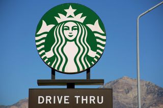 Starbucks drive thru sign