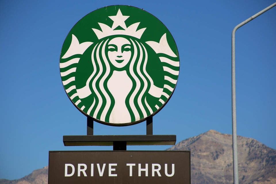 Starbucks drive thru sign