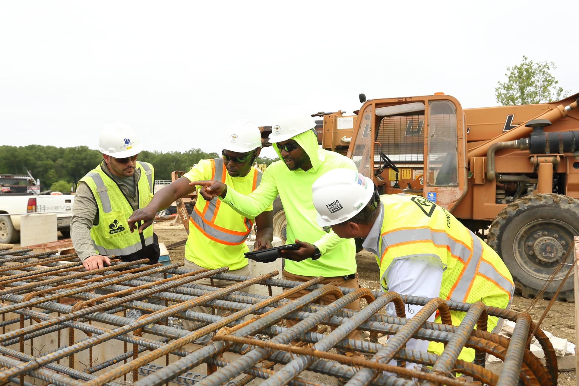 construction workers diverse work site